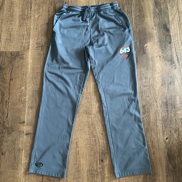 Rawlings Baseball Grey drawstring athletic pants men’s size Medium w/ pockets - Picture 2 of 14